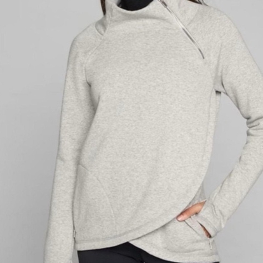 🥰Athleta Cozy Karma Asymmetrical Pullover Sweatshirt. Size L. Burgundy